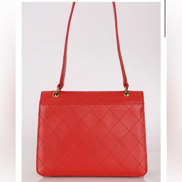 RARE 1997 vintage red Chanel Kelly 24k gold plated - Picture 6 of 17